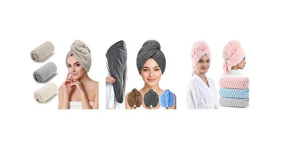 3-Pack Oeago Microfiber Hair Towel Wraps (Blue/Grey/Pink) $4.49 + Free Shipping w/ Prime or on $35+
