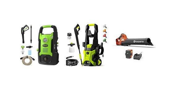 1.8 GPM Automotive High Flow Pressure Washer with ONE+ HP 18V Brushless 220 CFM Compact Blower, 4.0 Ah Battery & Charger $229