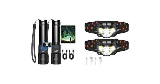 2-Pack AKNEAR Rechargeable LED Zoomable Flashlights  $20 at Amazon